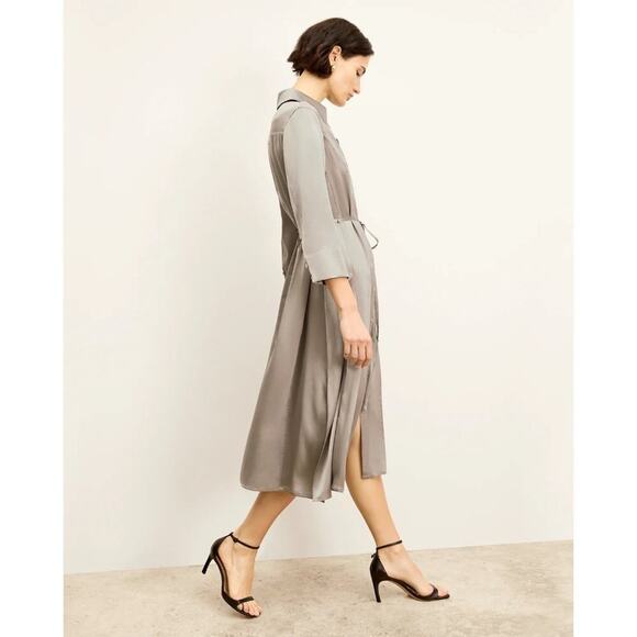 MM Lafleur The Pepper Dress Minimalist Old Money Washable Silk Charmeuse Dune M - Picture 3 of 8